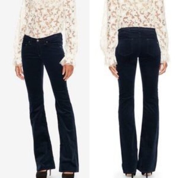 Rag & Bone Elephant Bell Corduroy Pants Navy Blue Low Rise Flare Jeans 27 - Picture 1 of 10